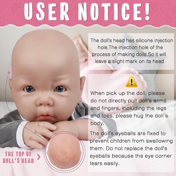 ❤️ 17 inch Baby Boy Doll Full Body Silicone Look Real Baby - Picture 2 of 6